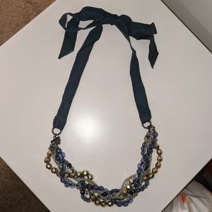 Navy and silver beaded necklace